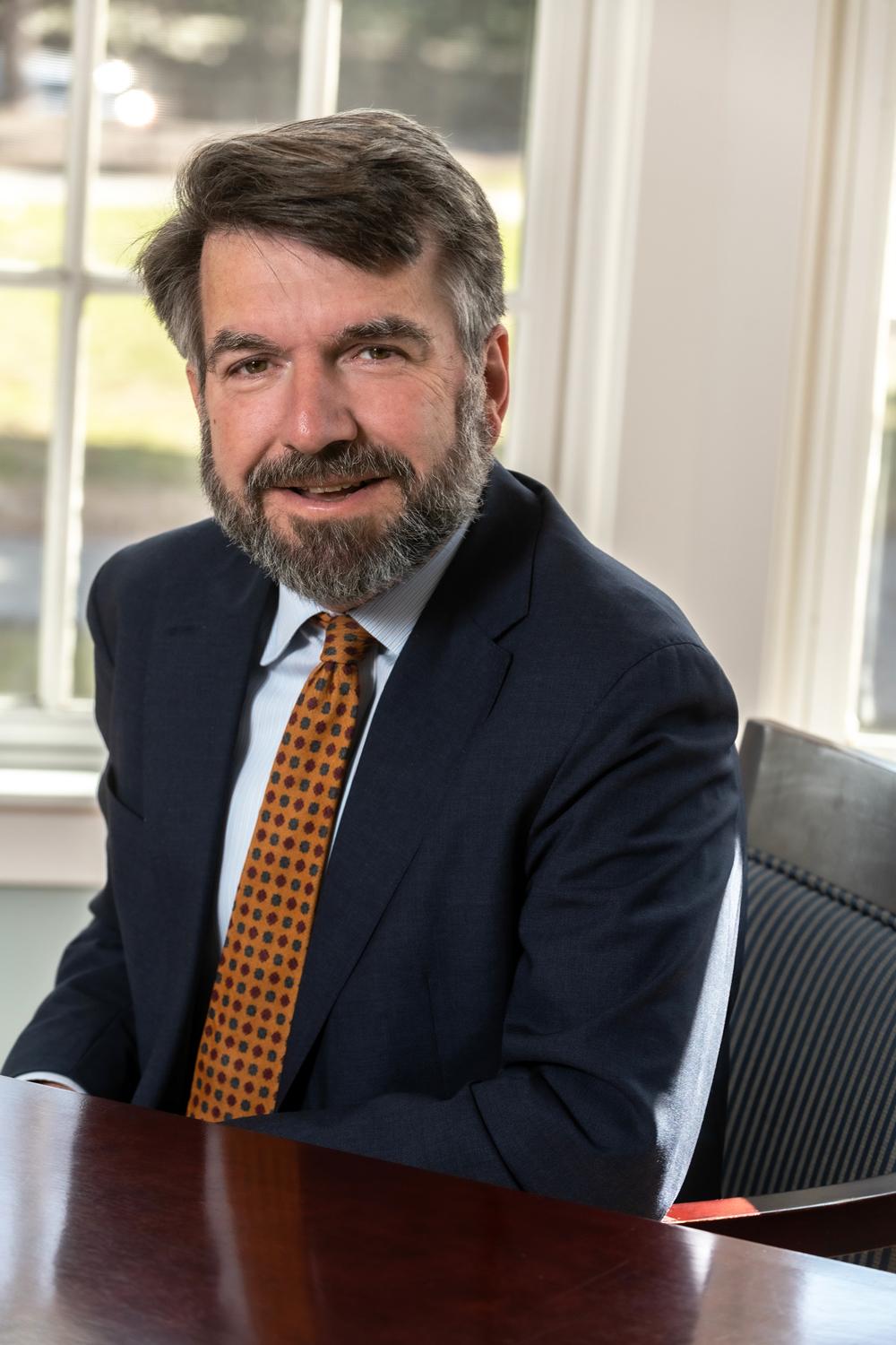Portrait of David Quigley, University Provost photographed in Waul House.